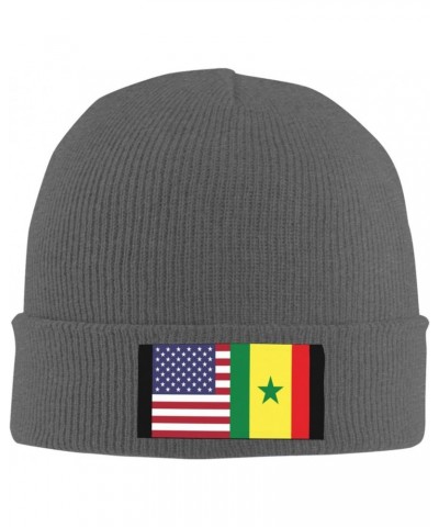 America Senegal Friendship Flag Cozy Knitted Beanie Hat - Stylish Winter Headwear Acrylic Ideal for All Ages Deep Heather $14...