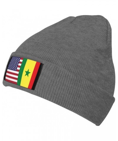 America Senegal Friendship Flag Cozy Knitted Beanie Hat - Stylish Winter Headwear Acrylic Ideal for All Ages Deep Heather $14...