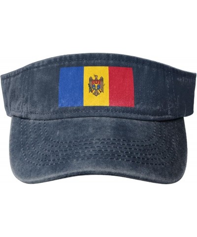 Flag of Moldova Sun Hat Sun Visor Hats for Women Men Baseball Cap Golf Hats Navy Blue $13.26 Visors