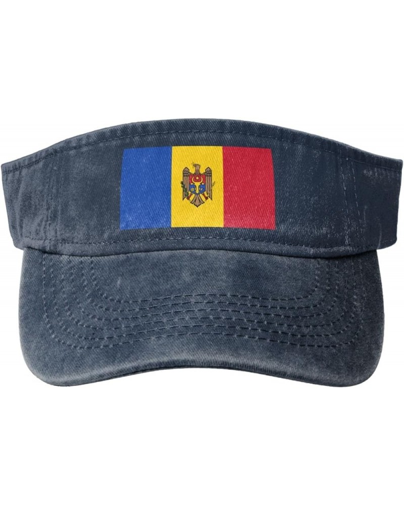 Flag of Moldova Sun Hat Sun Visor Hats for Women Men Baseball Cap Golf Hats Navy Blue $13.26 Visors