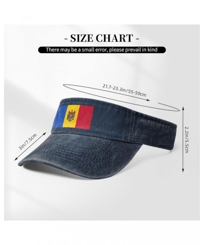 Flag of Moldova Sun Hat Sun Visor Hats for Women Men Baseball Cap Golf Hats Navy Blue $13.26 Visors