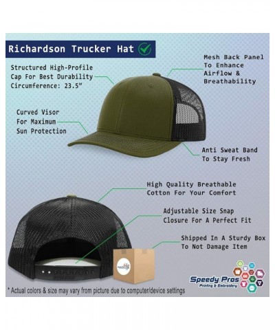 Custom Richardson Trucker Hat Just Married Newlywed Embroidery Baseball Cap Loden Black Design Only $15.90 Baseball Caps