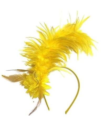 Feather Headband Fascinator Headband Cosplay Hair Hoop 1920s Style Headpiece Vintage Feather Hair Accessory for Women, Yellow...