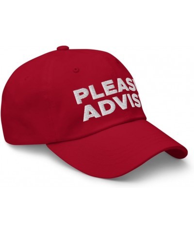 Please Advise Hat (Embroidered Dad Cap) Cranberry $19.93 Baseball Caps