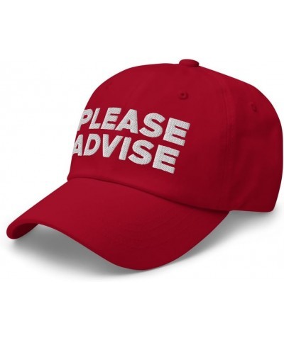 Please Advise Hat (Embroidered Dad Cap) Cranberry $19.93 Baseball Caps