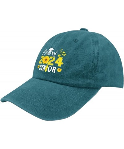 Class of 2024 Senior Hat Vintage Cotton Washed Baseball Caps Adjustable Dad Hat Crazy Funny Custom Cyan Blue $9.16 Baseball Caps