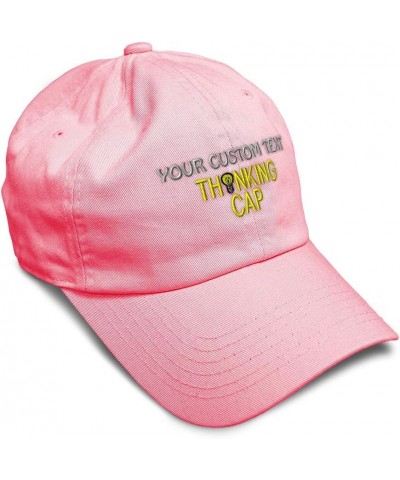 Soft Baseball Cap Thinking Cap Think Quote Twill Cotton Motivate Dad Hats for Men & Women Coral Personalized Text Here $11.61...