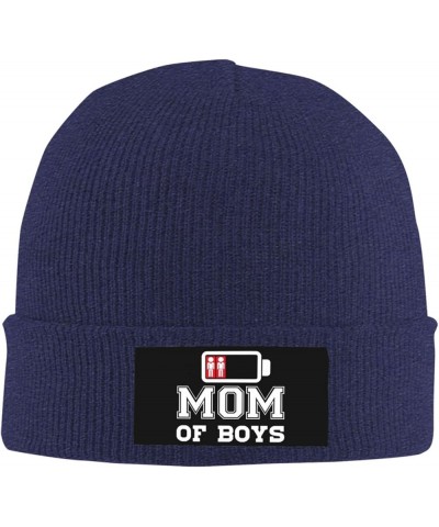 Mom of Boys Cuffed Beanie Hat Funny Winter Knit Elastic Acrylic Beanie Unisex Navy Blue $10.53 Skullies & Beanies