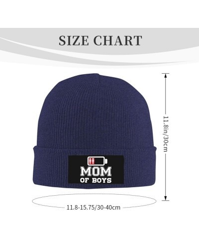 Mom of Boys Cuffed Beanie Hat Funny Winter Knit Elastic Acrylic Beanie Unisex Navy Blue $10.53 Skullies & Beanies