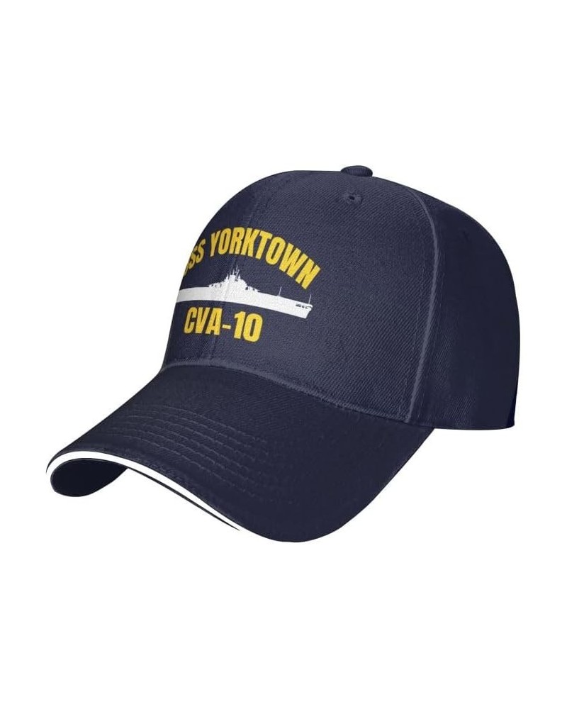 USS Yorktown Cva-10 Flag Baseball Caps Denim Hats Cowboy Knit hat Fisherman's hat Navy Blue $14.37 Baseball Caps