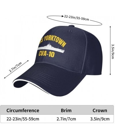 USS Yorktown Cva-10 Flag Baseball Caps Denim Hats Cowboy Knit hat Fisherman's hat Navy Blue $14.37 Baseball Caps