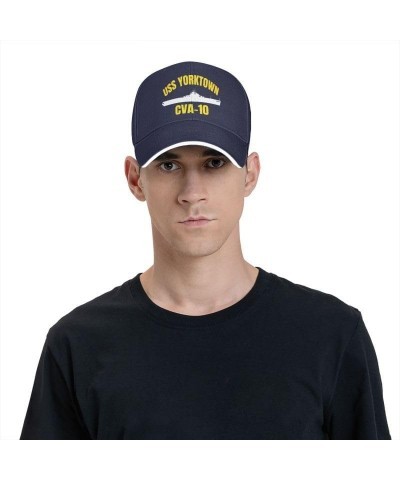 USS Yorktown Cva-10 Flag Baseball Caps Denim Hats Cowboy Knit hat Fisherman's hat Navy Blue $14.37 Baseball Caps