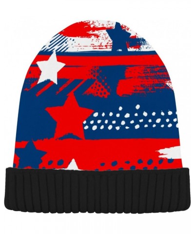 Independence Day Patriotic Cuffed Beanie Hats Reversible Skull Cap Winter Kint Fisherman Beanies for Woman Man Multicolor $12...