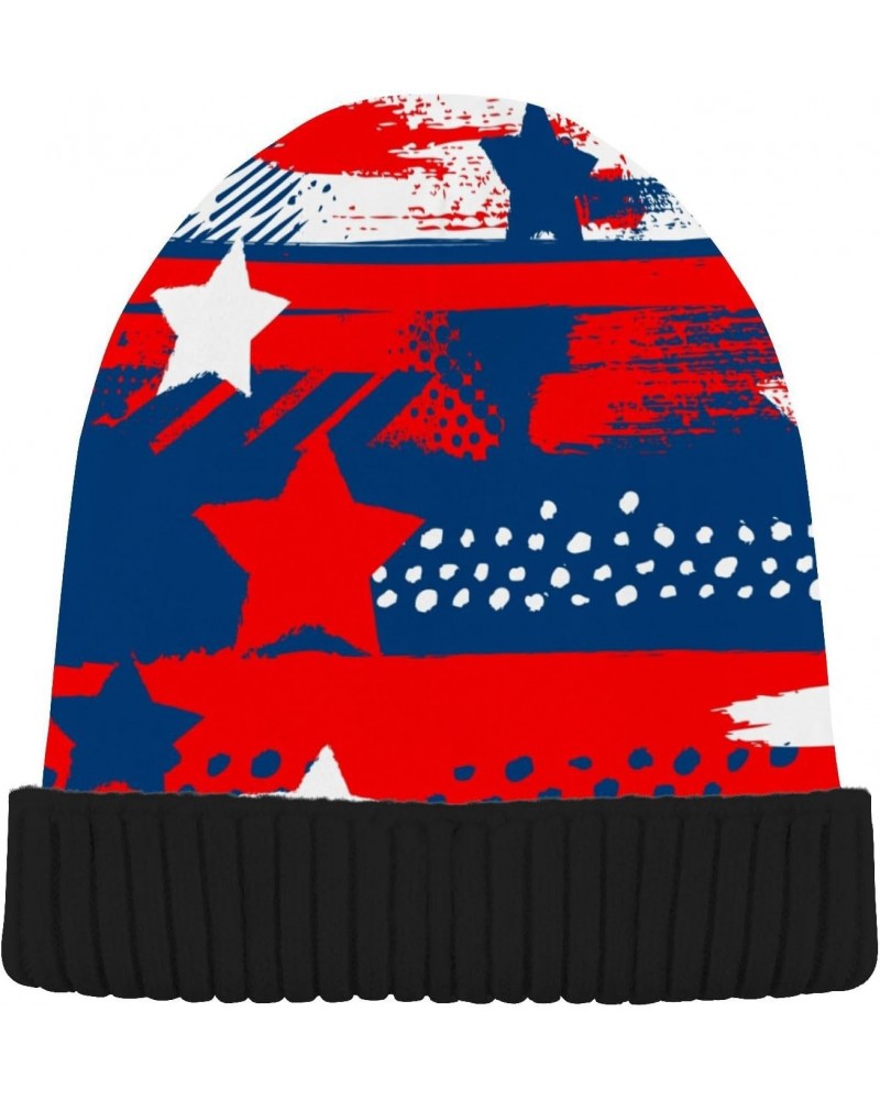 Independence Day Patriotic Cuffed Beanie Hats Reversible Skull Cap Winter Kint Fisherman Beanies for Woman Man Multicolor $12...