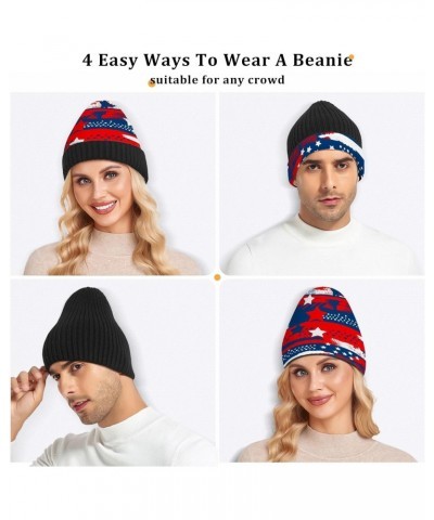 Independence Day Patriotic Cuffed Beanie Hats Reversible Skull Cap Winter Kint Fisherman Beanies for Woman Man Multicolor $12...