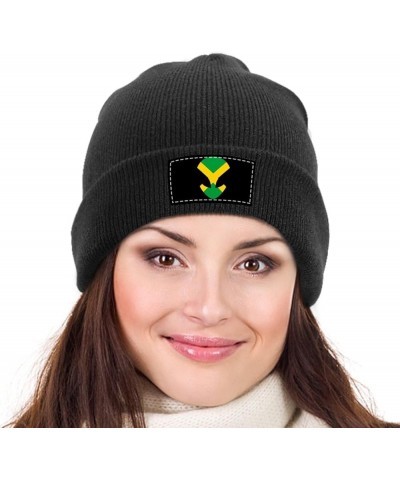 Jamaican Flag Alien Knit Hat Warm Beanie Cap Cuffed Soft Skull Cap Winter Hats for Men and Women Black-style $11.77 Skullies ...