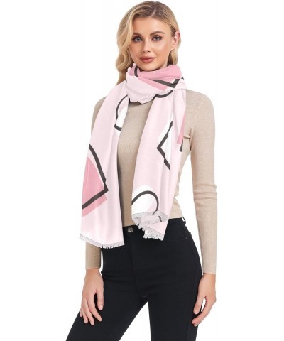 Women's Long Shawl Pink White Heart Winter Warm Large Scarf for All Seasons(236br9a) $13.16 Scarves