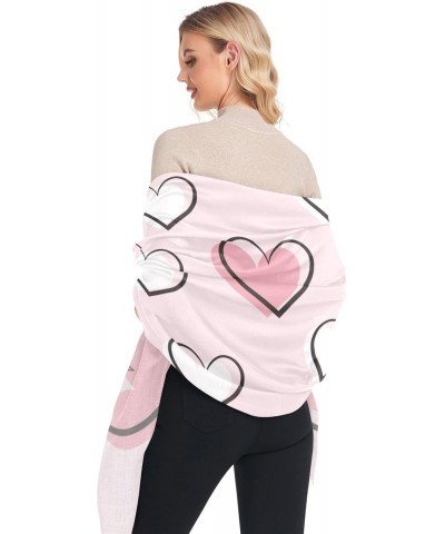 Women's Long Shawl Pink White Heart Winter Warm Large Scarf for All Seasons(236br9a) $13.16 Scarves