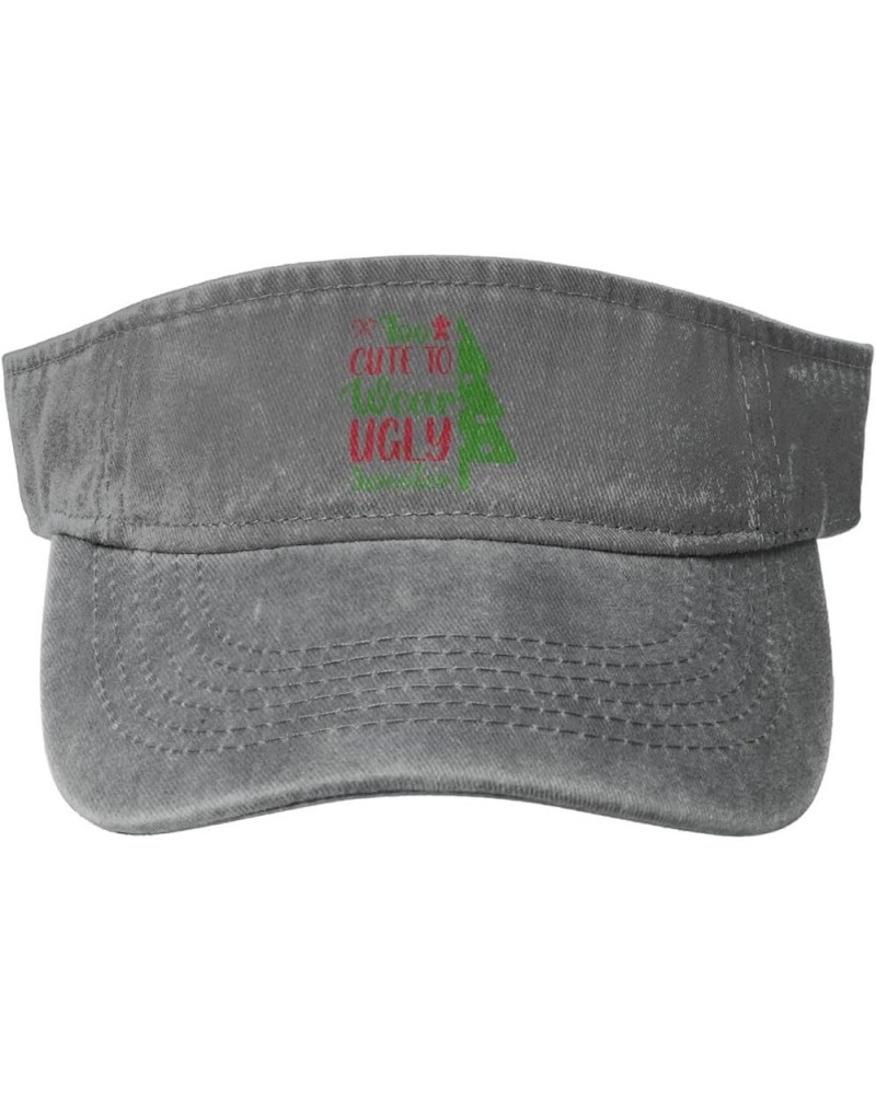 Too Unte to Wear Ugly Sweater Sun Hat Sun Visor Hats for Women Men Baseball Cap Golf Hats Gray $13.26 Visors