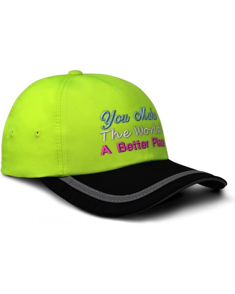 Reflective Running Hat You Make The World Better Place Polyester Soft Neon Hunting Baseball Cap $13.34 Rain Hats