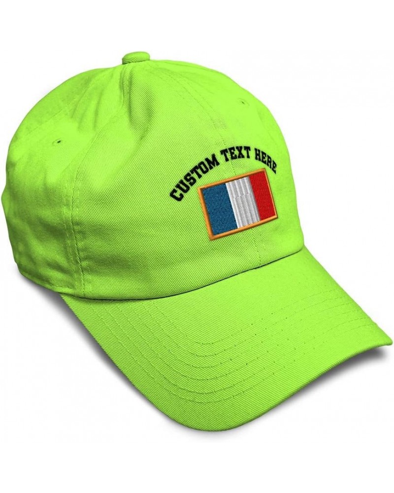 Soft Baseball Cap France Europe Football Cup Dad Hats for Men & Women Lime Personalized Text Here $15.89 Baseball Caps