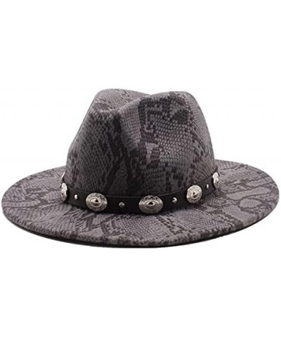 Men Women British Style Fedora Hat Wool Winter Warm Felt Hats Snakeskin Pattern Vintage Jazz Trilby Hat Fengyan Cowboy Hats 2...