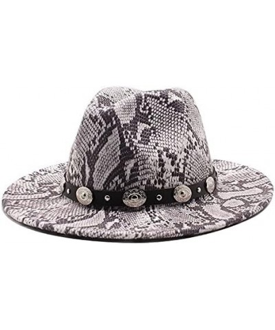 Men Women British Style Fedora Hat Wool Winter Warm Felt Hats Snakeskin Pattern Vintage Jazz Trilby Hat Fengyan Cowboy Hats 2...