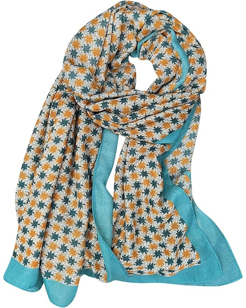 Women's Flower Prints Scarf Long Shawl Scarf Soft Hair Wraps Head Scarves (Blue, One Size) Blue One Size $7.48 Scarves