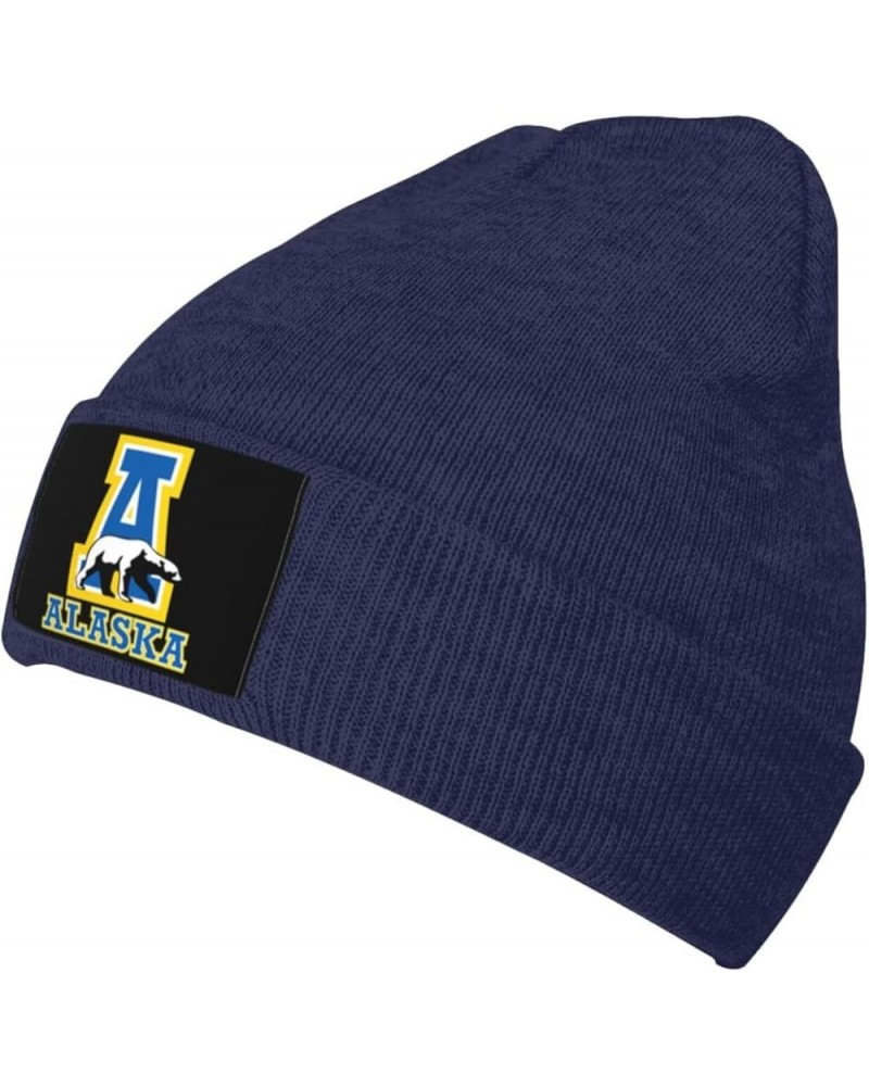 University of Alaska Fairbanks Logo Stretch Knit Hat for Men Women Winter Warm Cap Navy Blue $7.63 Skullies & Beanies