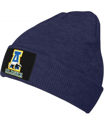 University of Alaska Fairbanks Logo Stretch Knit Hat for Men Women Winter Warm Cap Navy Blue $7.63 Skullies & Beanies