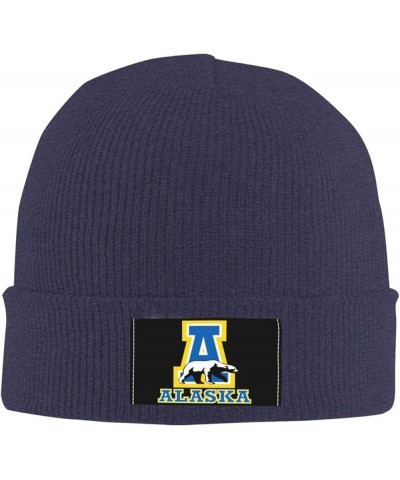 University of Alaska Fairbanks Logo Stretch Knit Hat for Men Women Winter Warm Cap Navy Blue $7.63 Skullies & Beanies