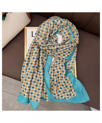 Women's Flower Prints Scarf Long Shawl Scarf Soft Hair Wraps Head Scarves (Blue, One Size) Blue One Size $7.48 Scarves