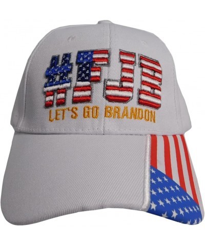 FJB USA Let's Go Brandon White USA Flag On Bill Acrylic Adjustable Embroidered Cap Hat, 7 3/4 $9.91 Baseball Caps