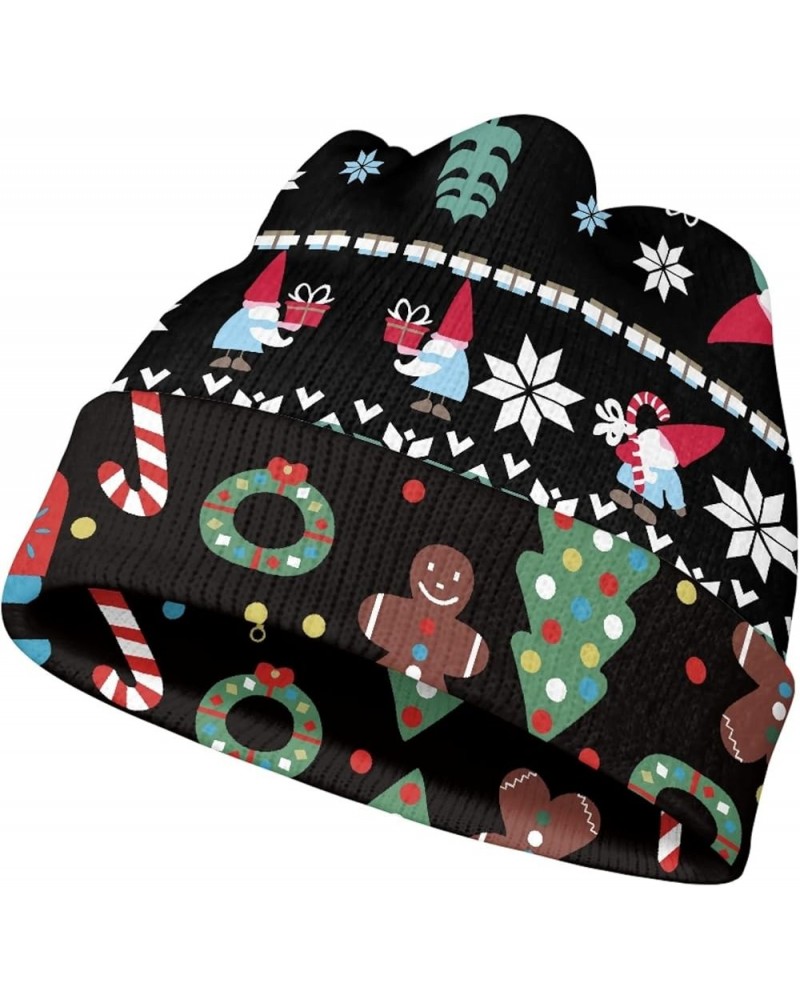 Ugly Christmas Beanie of Quality Knit Fabric, Breathability & Elasticity Skull Cap Hat Black Stripe Gingerbread Santa $9.87 S...