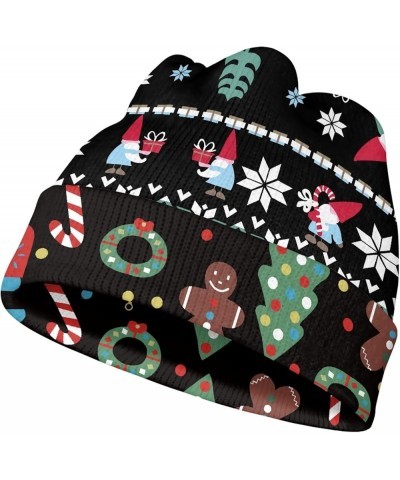 Ugly Christmas Beanie of Quality Knit Fabric, Breathability & Elasticity Skull Cap Hat Black Stripe Gingerbread Santa $9.87 S...