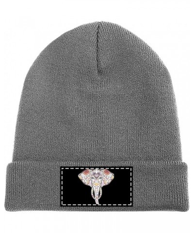 Day of Dead Skull-Decal Elephant Knit Hat Warm Beanie Cap Cuffed Soft Skull Cap Winter Hats for Men and Women Charcoal-style ...