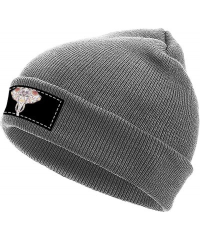 Day of Dead Skull-Decal Elephant Knit Hat Warm Beanie Cap Cuffed Soft Skull Cap Winter Hats for Men and Women Charcoal-style ...