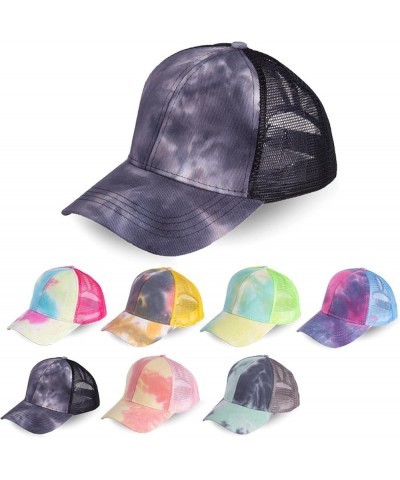 Tie-Dye Ponytail Baseball Hat Summer, Spring and Autumn Outdoor Sun Hat Solid Color Cap One Size Green $16.73 Sun Hats