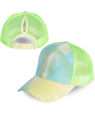 Tie-Dye Ponytail Baseball Hat Summer, Spring and Autumn Outdoor Sun Hat Solid Color Cap One Size Green $16.73 Sun Hats