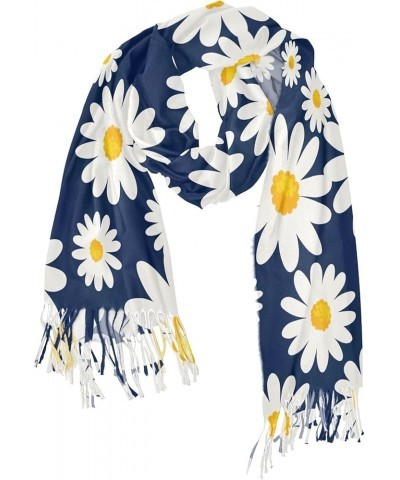 Pastel Daisy Flowers Women's Wraps & Pashminas Decorative Pashmina Shawl Warm Blanket Scarf Daisy Flower Dark Blue $13.77 Sca...