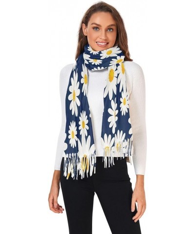 Pastel Daisy Flowers Women's Wraps & Pashminas Decorative Pashmina Shawl Warm Blanket Scarf Daisy Flower Dark Blue $13.77 Sca...