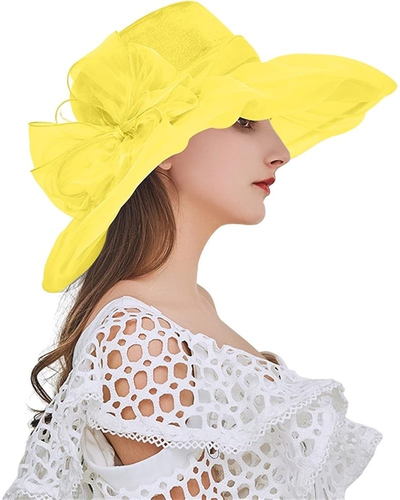 Women Church Dress Cloche Hat Fascinator Floral Tea Party Wedding Bucket Hat Independence Day Gifts Birthday Yellow $6.60 Bas...