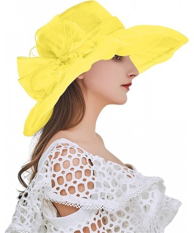 Women Church Dress Cloche Hat Fascinator Floral Tea Party Wedding Bucket Hat Independence Day Gifts Birthday Yellow $6.60 Bas...