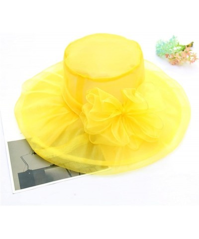 Women Church Dress Cloche Hat Fascinator Floral Tea Party Wedding Bucket Hat Independence Day Gifts Birthday Yellow $6.60 Bas...