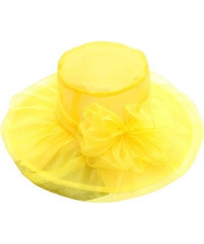 Women Church Dress Cloche Hat Fascinator Floral Tea Party Wedding Bucket Hat Independence Day Gifts Birthday Yellow $6.60 Bas...