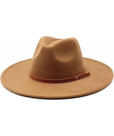 Fedora Women's Jazz Hat Autumn/Winter Round Hat Women's Felt Gentleman Hat 7 $11.07 Fedoras