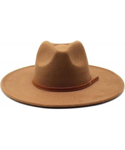 Fedora Women's Jazz Hat Autumn/Winter Round Hat Women's Felt Gentleman Hat 7 $11.07 Fedoras