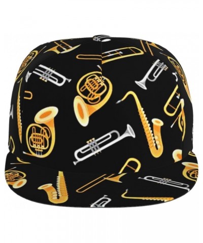 Unisex Adjustable Flat Brim Cap Saxophone-Trombone-Lover-Music Baseball Cap Cool Snapback Hat for Men Women Black $13.48 Base...