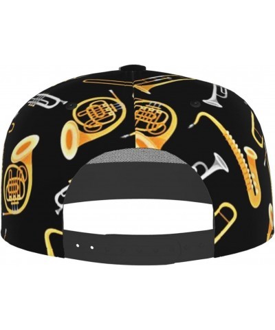 Unisex Adjustable Flat Brim Cap Saxophone-Trombone-Lover-Music Baseball Cap Cool Snapback Hat for Men Women Black $13.48 Base...