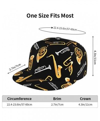 Unisex Adjustable Flat Brim Cap Saxophone-Trombone-Lover-Music Baseball Cap Cool Snapback Hat for Men Women Black $13.48 Base...